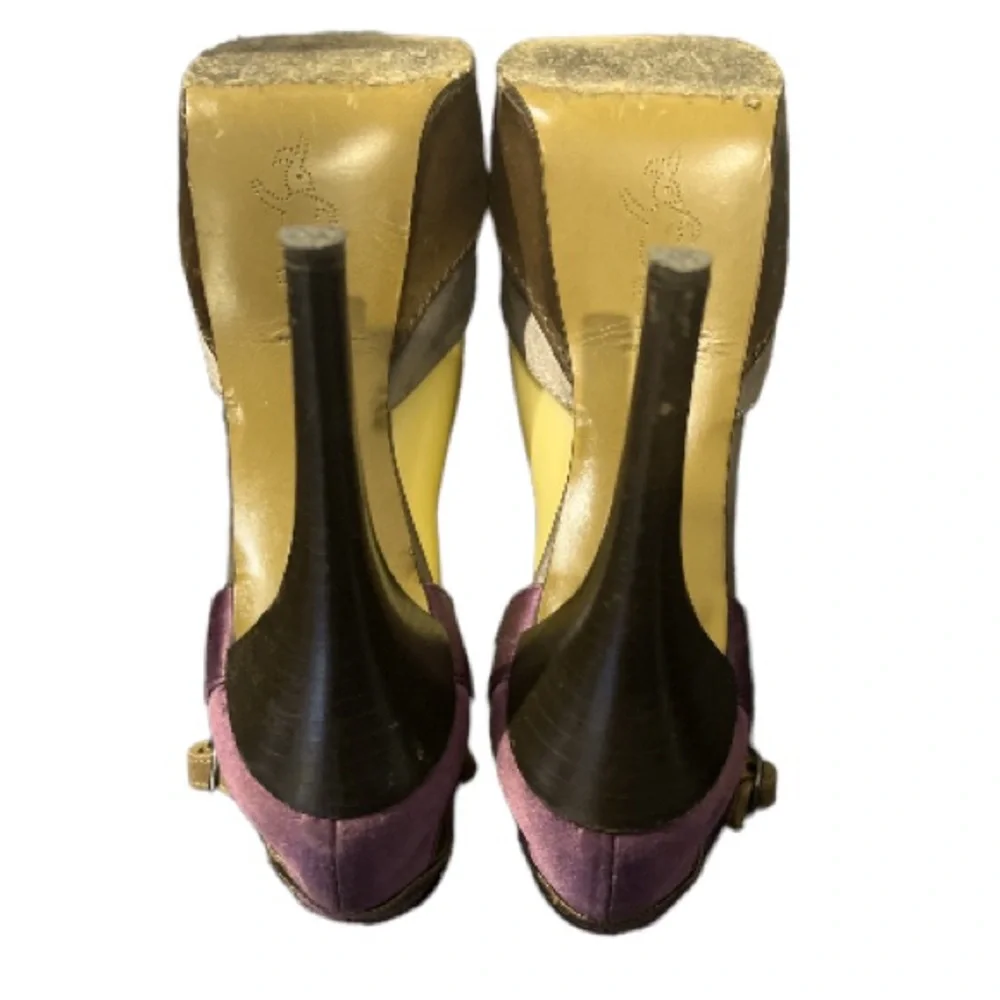 Authentic Marni satin & leather platform designer heels sz 8 Euro 38